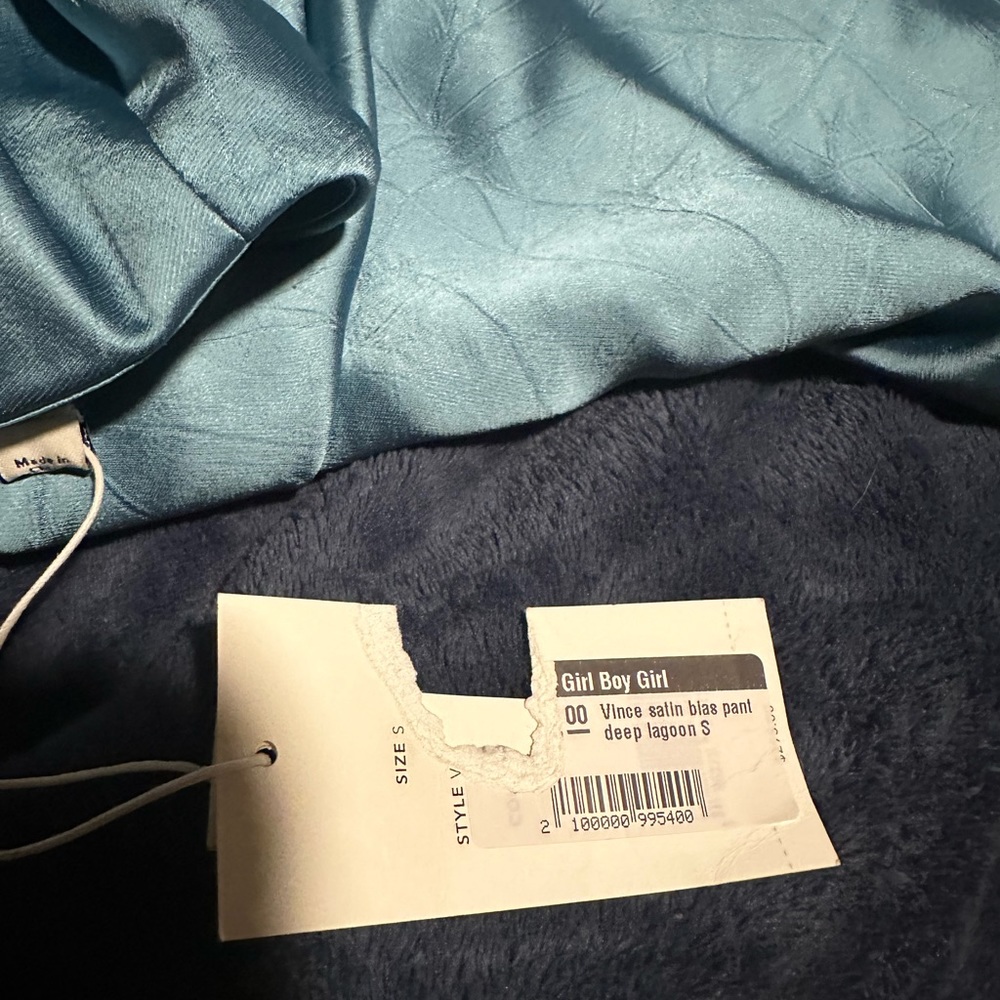 NWT Vince Satin Bias pants in Deep Lagoon Blue Size S